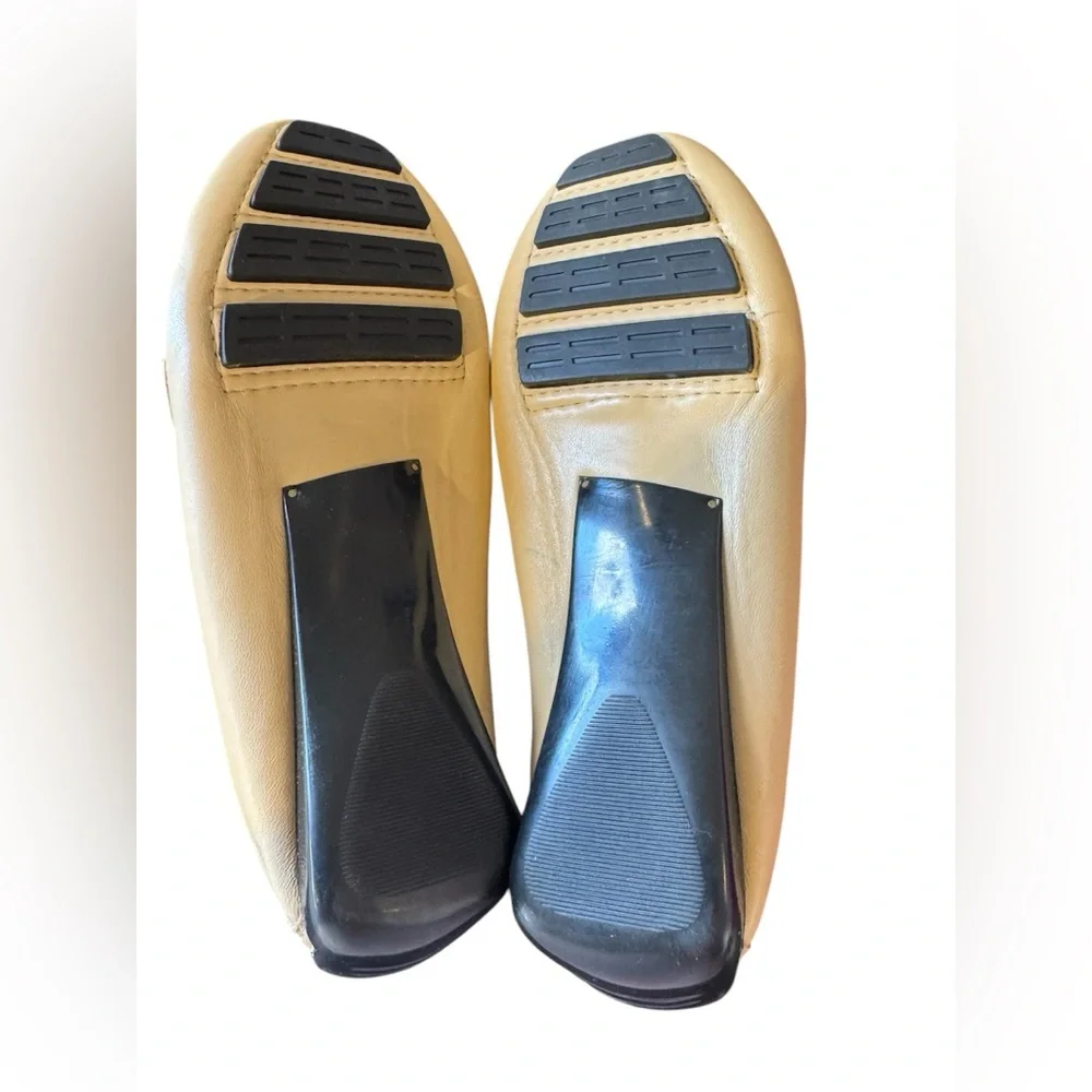 Beige Woven Leather Loafers